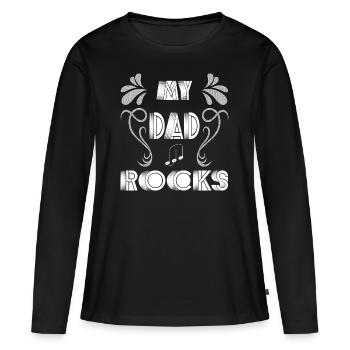 My dad rocks mon père fait du rock'n'roll - T-shirt manches longues Premium bio Femme - noir - Devant - Julia (174cm)