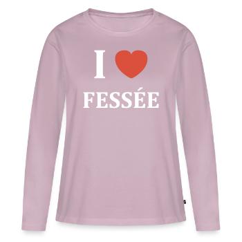 i love fessée - T-shirt manches longues Premium bio Femme - rose poudré - Devant - Julia (174cm)