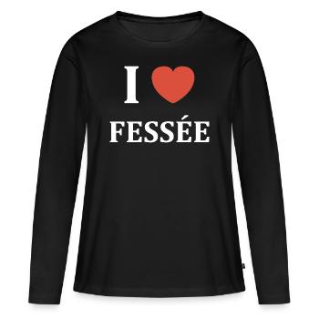 i love fessée - T-shirt manches longues Premium bio Femme - noir - Devant - Julia (174cm)