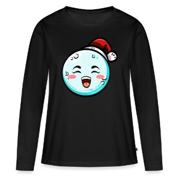 Schneeball mit Weihnachtsmütze #2/9 - Frauen Premium Bio Langarmshirt - Schwarz - Vorne - Julia (174cm)