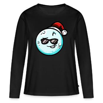 Schneeball mit Weihnachtsmütze #8/9 - Frauen Premium Bio Langarmshirt - Schwarz - Vorne - Julia (174cm)