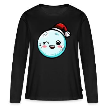 Schneeball mit Weihnachtsmütze #4/9 - Frauen Premium Bio Langarmshirt - Schwarz - Vorne - Julia (174cm)