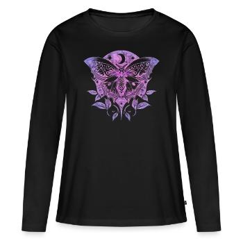 Papillon de nuit, Papillon de nuit, Lune, Vignes, Gothique, Wicca - T-shirt manches longues Premium bio Femme - noir - Devant - Julia (174cm)