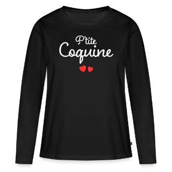 Petite Coquine Humour Surnom Affectueux Femme - T-shirt manches longues Premium bio Femme - noir - Devant - Julia (174cm)