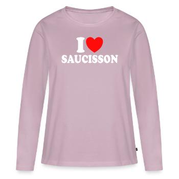 I Love Sausage Humor Aperitif Sausage - Frauen Premium Bio Langarmshirt - Altrosa - Vorne - Julia (174cm)