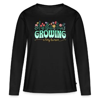 Maternity Flowers Pregnancy Announcement - Women's Premium Organic Long Sleeve Shirt - black - Front - Julia (174cm)