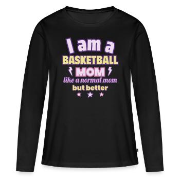 Basketball maman, Cadeau de fête des mères, Sports - T-shirt manches longues Premium bio Femme - noir - Devant - Julia (174cm)
