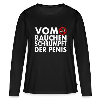 Vom rauchen schrumpft der penis - Frauen Premium Bio Langarmshirt - Schwarz - Vorne - Julia (174cm)