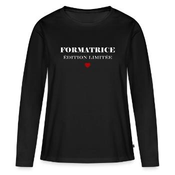 formatrice - T-shirt manches longues Premium bio Femme - noir - Devant - Julia (174cm)