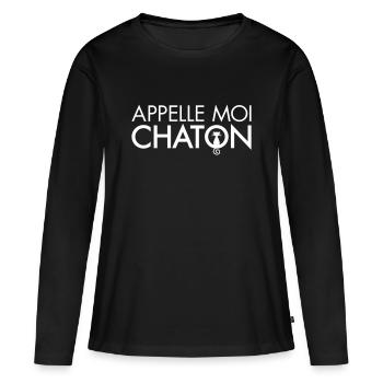 Appelle Moi Chaton - T-shirt manches longues Premium bio Femme - noir - Devant - Julia (174cm)