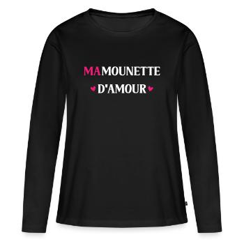 mamounette d'amour - T-shirt manches longues Premium bio Femme - noir - Devant - Julia (174cm)