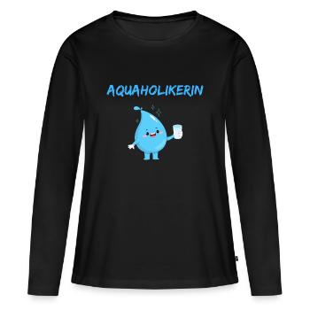 Aquaholikerin - Frauen Premium Bio Langarmshirt - Schwarz - Vorne - Julia (174cm)