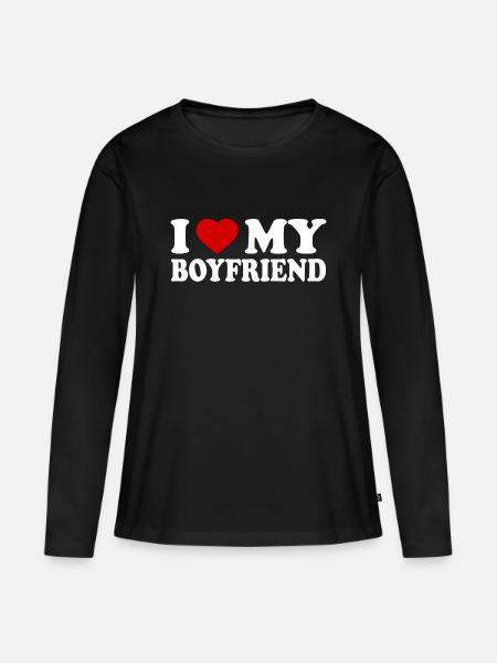 I love my boyfriend - Premium økologisk langærmet T-shirt til kvinder - sort