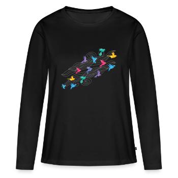 Bricolage papier grue plis en papier origami - T-shirt manches longues Premium bio Femme - noir - Devant - Julia (174cm)