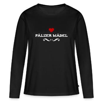 Pälzer Mädel - weiß/rote Edition - Frauen Premium Bio Langarmshirt - Schwarz - Vorne - Julia (174cm)