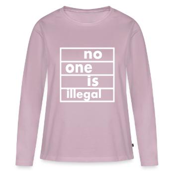 No one is illegal - Women's Premium Organic Long Sleeve Shirt - dusky pink - Front - Julia (174cm)