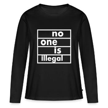 No one is illegal - T-shirt manches longues Premium bio Femme - noir - Devant - Julia (174cm)