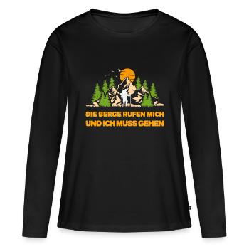 Die Berge rufen mich und ich muss gehen Berge - Frauen Premium Bio Langarmshirt - Schwarz - Vorne - Julia (174cm)