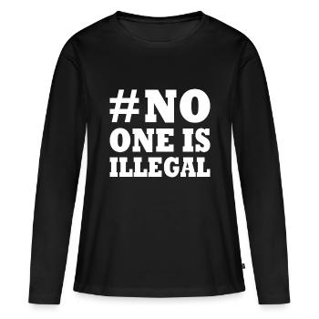 No one is illegal - T-shirt manches longues Premium bio Femme - noir - Devant - Julia (174cm)