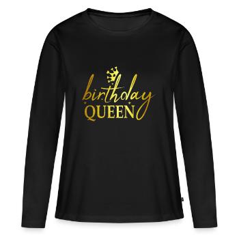 Birthday Queen - Cadeau d’anniversaire - T-shirt manches longues Premium bio Femme - noir - Devant - Julia (174cm)