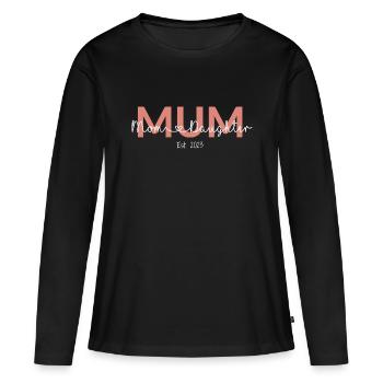 Süßes Mama Tochter Est 2023 Shirt mit Herzen - Frauen Premium Bio Langarmshirt - Schwarz - Vorne - Julia (174cm)
