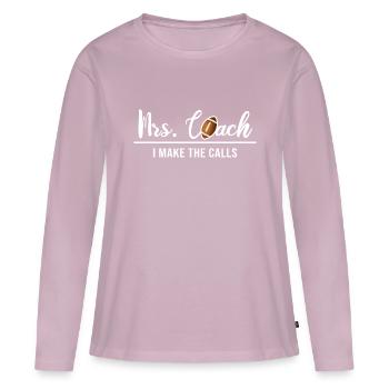 mrs. rugby-coach rugby football-coach - Frauen Premium Bio Langarmshirt - Altrosa - Vorne - Julia (174cm)