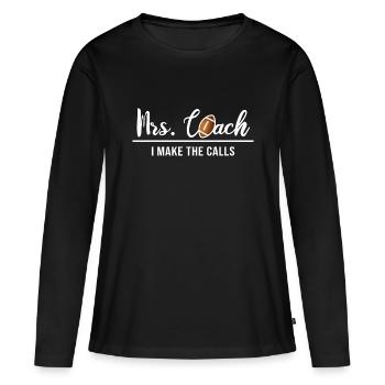 mrs. rugby-coach rugby football-coach - Frauen Premium Bio Langarmshirt - Schwarz - Vorne - Julia (174cm)