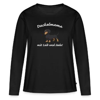 Dackelmama mit Leib und Seele! - Frauen Premium Bio Langarmshirt - Schwarz - Vorne - Julia (174cm)