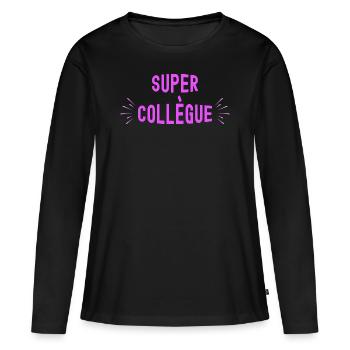 Super Collègue Femme - T-shirt manches longues Premium bio Femme - noir - Devant - Julia (174cm)