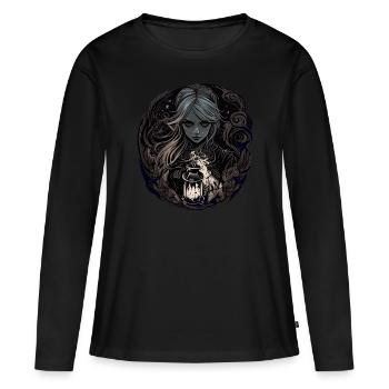 Sombre Belle Sorcière / Wicca - T-shirt manches longues Premium bio Femme - noir - Devant - Julia (174cm)