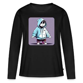 Fantôme cool en sweat à capuche - T-shirt manches longues Premium bio Femme - noir - Devant - Julia (174cm)