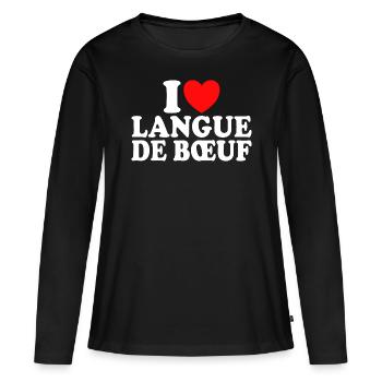Boucher I Love Langue De Boeuf - T-shirt manches longues Premium bio Femme - noir - Devant - Julia (174cm)