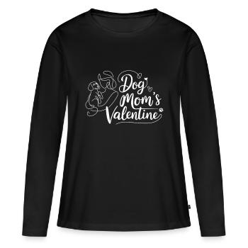 La Saint-Valentin de la maman chien | Cadeau pour les amoureux des chiens - T-shirt manches longues Premium bio Femme - noir - Devant - Julia (174cm)