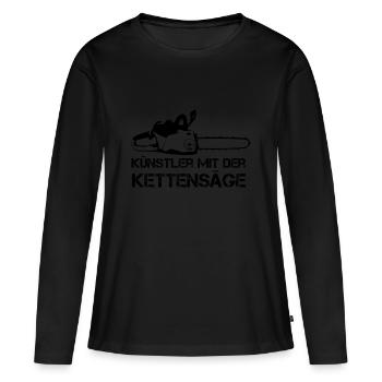Künstler mit der Kettensäge Holz schnitzen - Frauen Premium Bio Langarmshirt - Schwarz - Vorne - Julia (174cm)