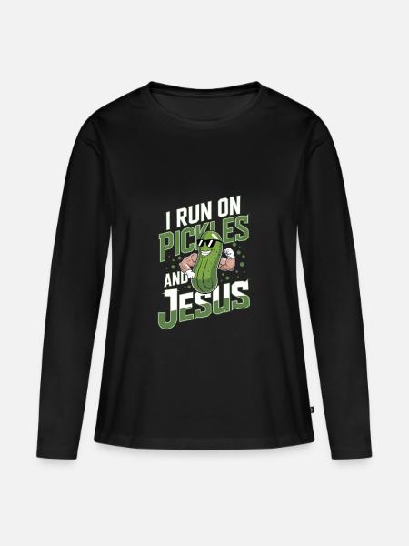 Gurke Jesus Glaube Christ - Frauen Premium Bio Langarmshirt - Schwarz