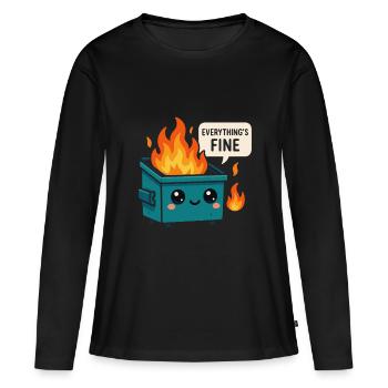 Mème d’incendie de benne à ordures - T-shirt manches longues Premium bio Femme - noir - Devant - Julia (174cm)