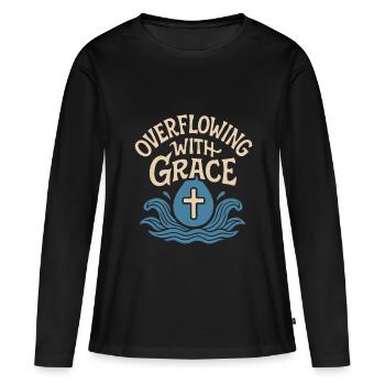 Inspiration du baptême de la grâce débordante - T-shirt manches longues Premium bio Femme - noir - Devant - Julia (174cm)