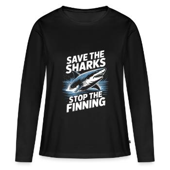 Sauvez les requins, arrêtez l’enlèvement des ailerons - T-shirt manches longues Premium bio Femme - noir - Devant - Julia (174cm)