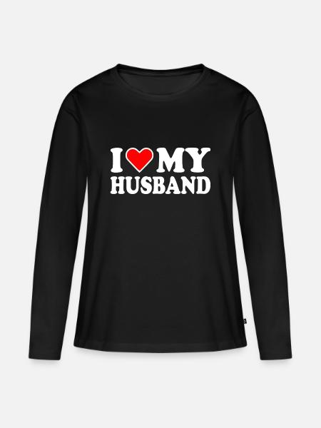 I love my husband - Premium økologisk langærmet T-shirt til kvinder - sort