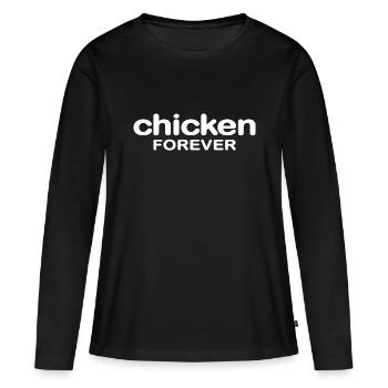 hühner hühnerleben hühnchen "chicken forever" - Frauen Premium Bio Langarmshirt - Schwarz - Vorne - Julia (174cm)