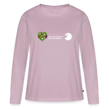 Végétarien Bio Vitamines Végétariennes Aliments sains - T-shirt manches longues Premium bio Femme - rose poudré - Devant - Julia (174cm)