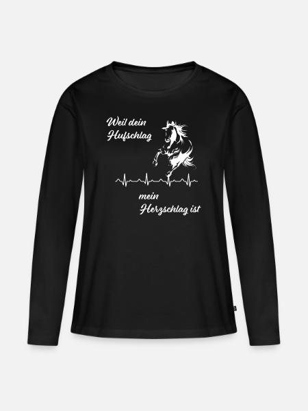 Pferde T Shirt - Frauen Premium Bio Langarmshirt - Schwarz