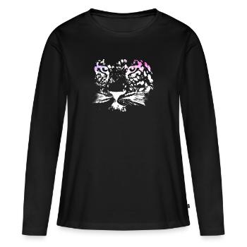 Tiger head, tiger, white, pink, head, wildcat - Women's Premium Organic Long Sleeve Shirt - black - Front - Julia (174cm)