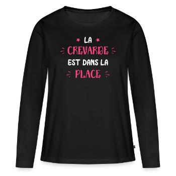 La crevarde est dans la place - T-shirt manches longues Premium bio Femme - noir - Devant - Julia (174cm)