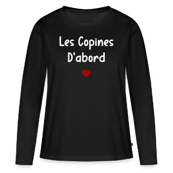 Les copines d'abord - T-shirt manches longues Premium bio Femme - noir - Devant - Julia (174cm)