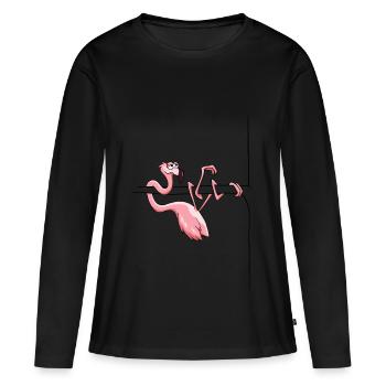 oiseau animal Flamingo paresseux cadeau frais - T-shirt manches longues Premium bio Femme - noir - Devant - Julia (174cm)