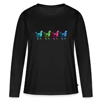 hühner hühnerleben auf dem dorf retrohuhn - Frauen Premium Bio Langarmshirt - Schwarz - Vorne - Julia (174cm)