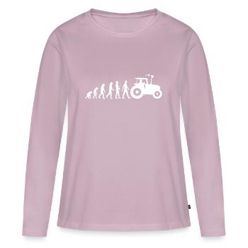 Tracteur - Evolution - Trekker - Agriculteur - T-shirt manches longues Premium bio Femme - rose poudré - Devant - Julia (174cm)