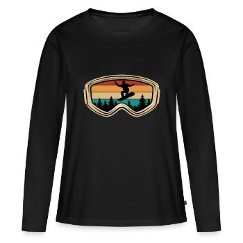 Snowboard, Halfpipe, Wintersport, Skiurlaub - Frauen Premium Bio Langarmshirt - Schwarz - Vorne - Julia (174cm)