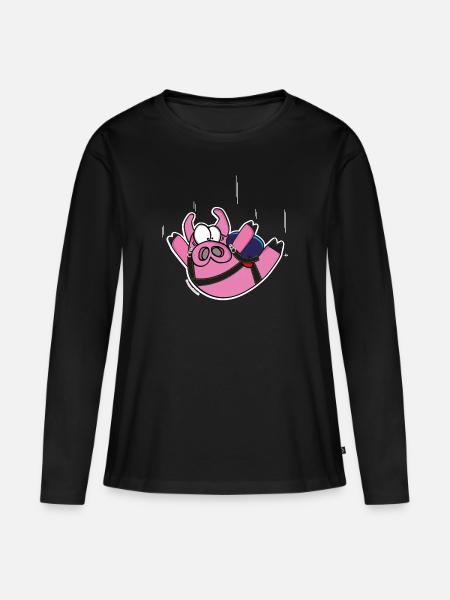 Poops "Freifall" - Frauen Premium Bio Langarmshirt - Schwarz